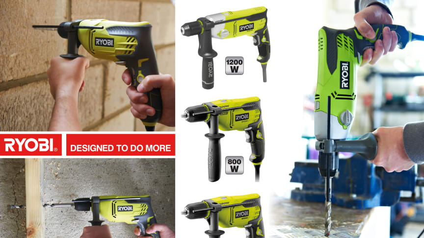 NYTT SORTIMENT SLAGBORMASKINER FRA RYOBI® – Kompromissløs ytelse og kraft
