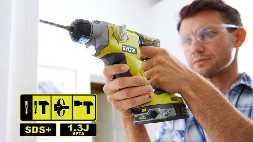 RYOBI LANSERER VERDENS FØRSTE BATTERIDREVNE 4-MODUS SDS+ KOMBIHAMMER TIL FORBRUKERMARKEDET