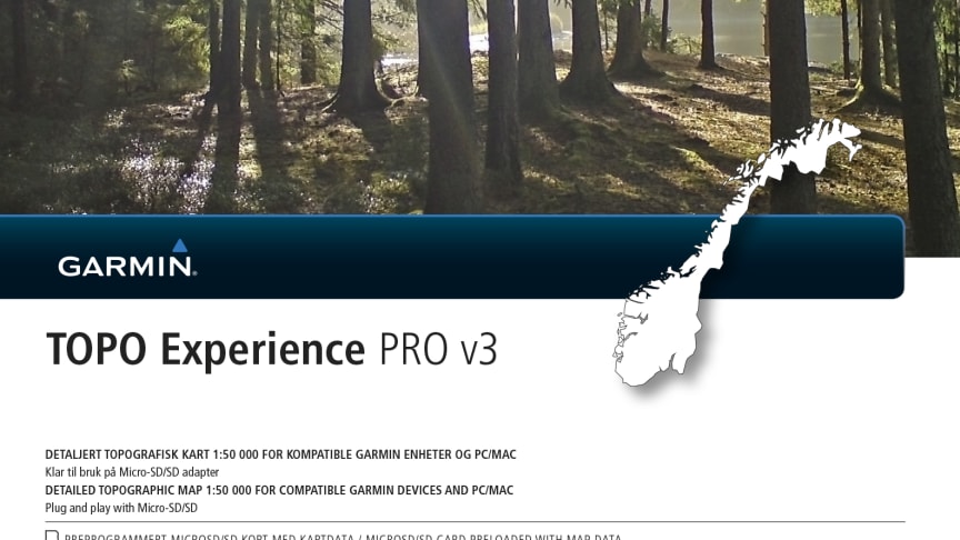 TOPO Experience PRO v3 – detaljert topografisk kart 1:50 000 for kompatible Garmin enheter og PC/Mac