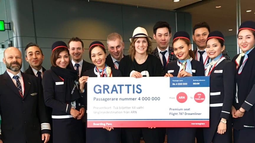 Norwegian markerer ny milepæl: Fire millioner passasjerer har reist med selskapet interkontinentalt