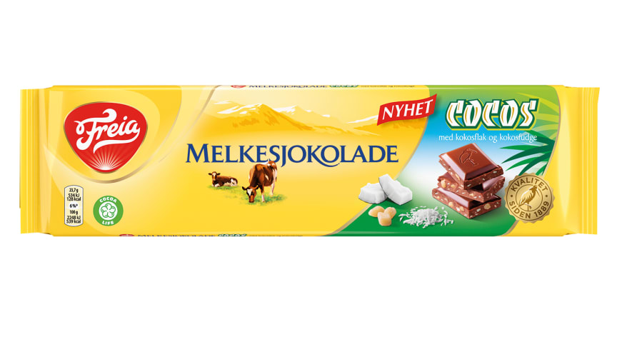 NYHET fra Freia – Freia Melkesjokolade med smak av Cocos.