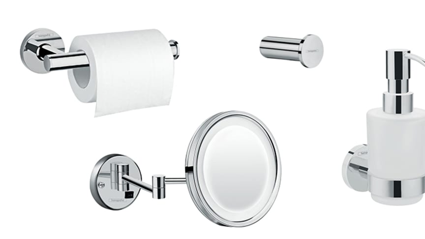 Innred hele baderommet med nytt hansgrohe Logis Universal tilbehør