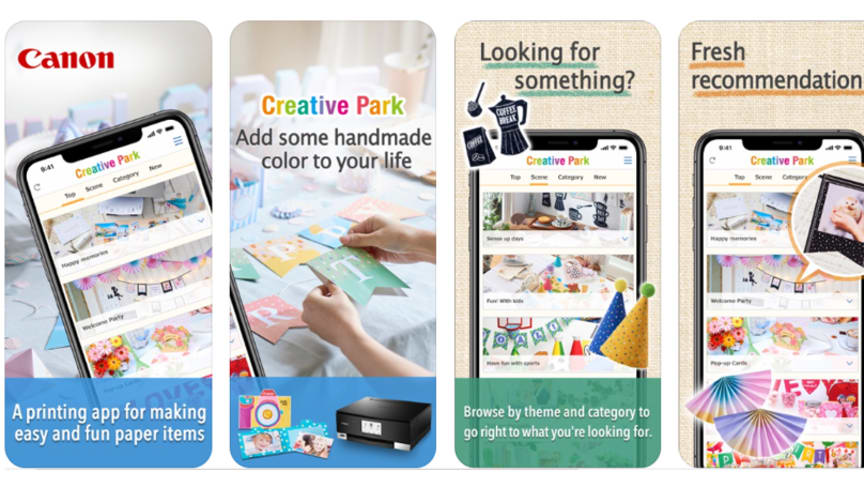 La kreativiteten blomstre med Canon Creative Park-appen med hundrevis av design