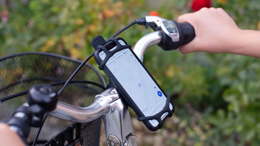 Praktisk mobilholder til sykkel og barnevogn!